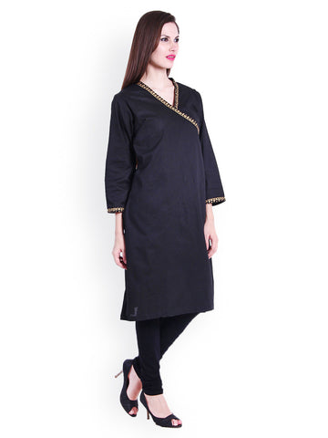 Bitterlime Women Black Kurta