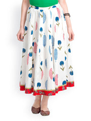 Bohemian You White Printed Flared Skirt