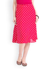 Bohemian You Red Polka Dot Print Flared Skirt
