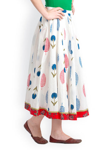 Bohemian You White Printed Flared Skirt