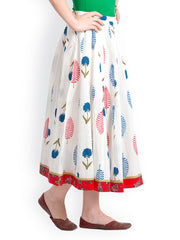 Bohemian You White Printed Flared Skirt