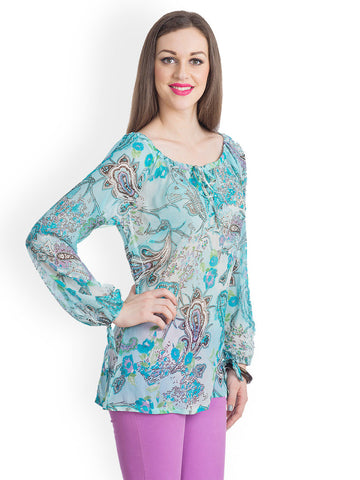 Bohemian You Women Blue Paisley Printed Top