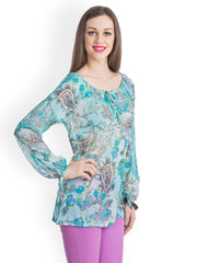 Bohemian You Women Blue Paisley Printed Top
