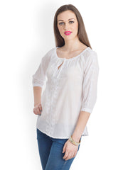 Bohemian You Women White Embroidered Top