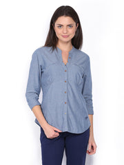 CAT Women Blue Casual Shirt