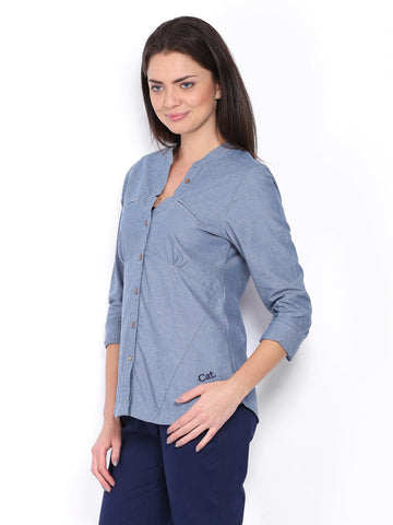 CAT Women Blue Casual Shirt