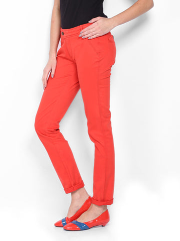 CAT Women Red Skill Skinny Fit Trousers