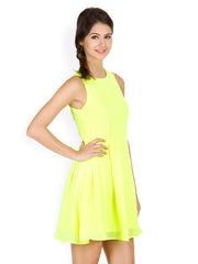 Calgari Fluorescent Green Fit &amp; Flare Dress