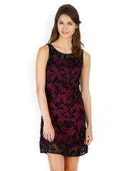 Calgari Purple Floral Embroidered Tailored Dress