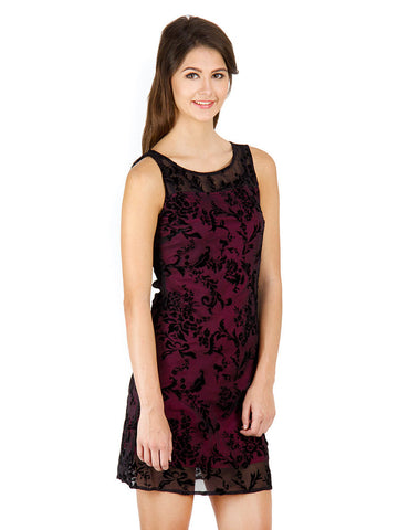 Calgari Purple Floral Embroidered Tailored Dress