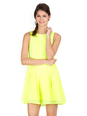 Calgari Fluorescent Green Fit &amp; Flare Dress