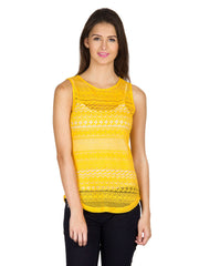 Calgari Women Yellow Lace Top