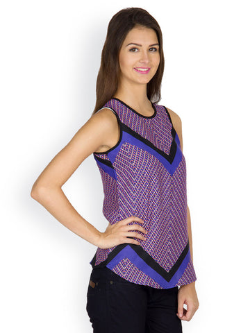 Calgari Women Blue Printed Top