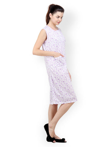 Camey White Printed Nightdress