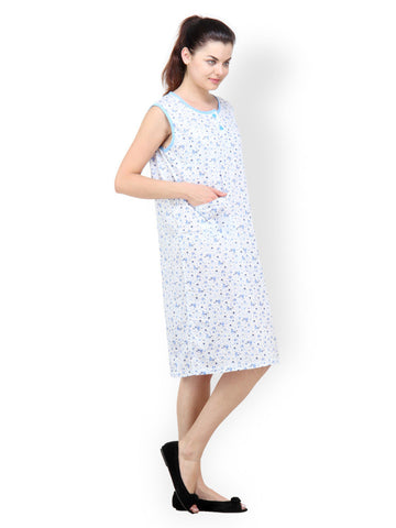 Camey Blue Printed Nightdress