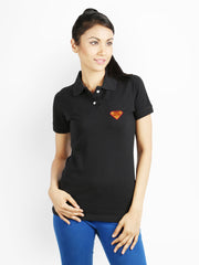 Campus Sutra Women Black Polo T-shirt