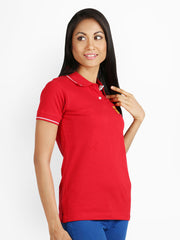 Campus Sutra Women Red Polo T-shirt