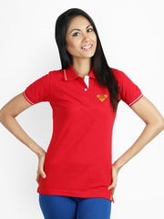 Campus Sutra Women Red Polo T-shirt