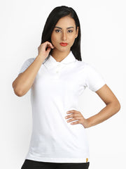 Campus Sutra Women White Polo T-shirt