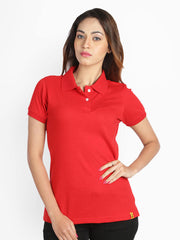 Campus Sutra Women Red Polo T-shirt
