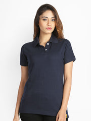 Campus Sutra Women Navy Polo T-shirt