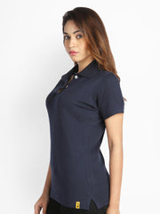 Campus Sutra Women Navy Polo T-shirt