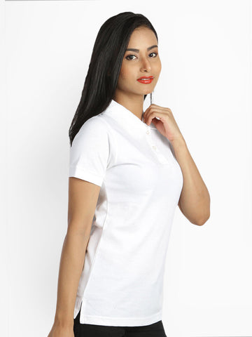 Campus Sutra Women White Polo T-shirt
