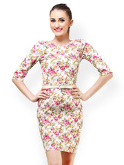 Cation White Floral Print Sheath Dress