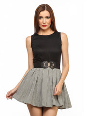 Cation Black Printed Fit &amp; Flare Dress