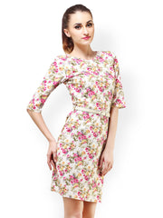 Cation White Floral Print Sheath Dress