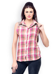 Cation Women Brown Checked Shirt