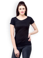 Cation Women Black Slim Fit T-shirt