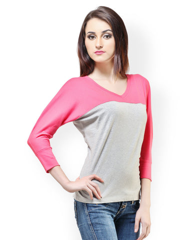 Cation Women Pink &amp; Grey Top