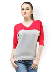 Cation Women Red &amp; Grey Top