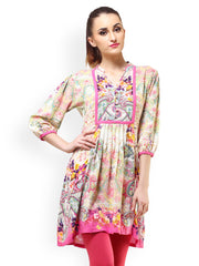 Cation Women Pink Printed Kurti