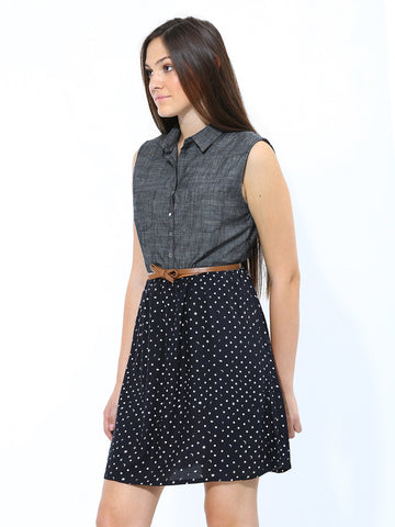 Chemistry Charcoal Grey &amp; Black Shirt Dress