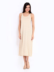 Chemistry White &amp; Brown Striped Maxi Dress