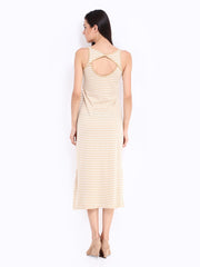 Chemistry White &amp; Brown Striped Maxi Dress