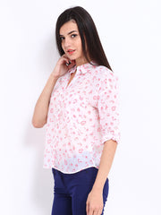 Chemistry Women White &amp; Pink Printed Shirt