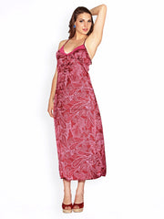 Cloe Maroon Printed Maxi Nightdress NS0266T09