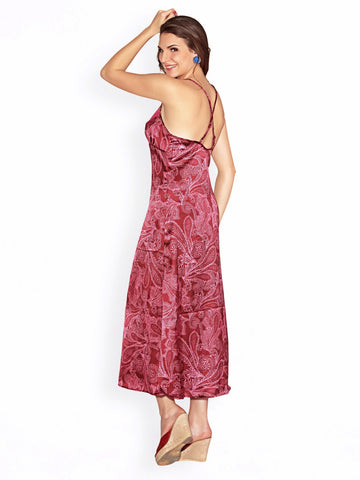 Cloe Maroon Printed Maxi Nightdress NS0266T09