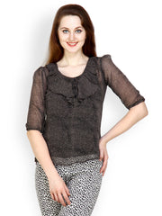 Color Cocktail Women Black Printed Top