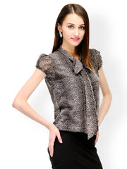 Color Cocktail Animal Print Blouson Dress
