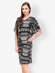 Color Cocktail Black &amp; White Zebra Print Shift Dress
