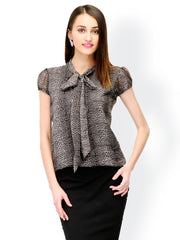 Color Cocktail Animal Print Blouson Dress