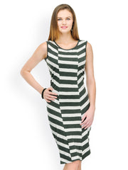 Color Cocktail Grey &amp; White Striped Shift Dress