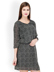Color Cocktail Black &amp; White Printed Shift Dress