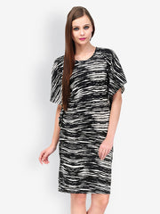 Color Cocktail Black &amp; White Zebra Print Shift Dress
