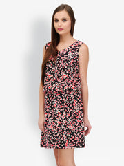 Color Cocktail Black Printed Fit &amp; Flare Dress