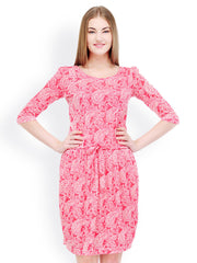 Color Cocktail Red Paisley Printed A-line Dress